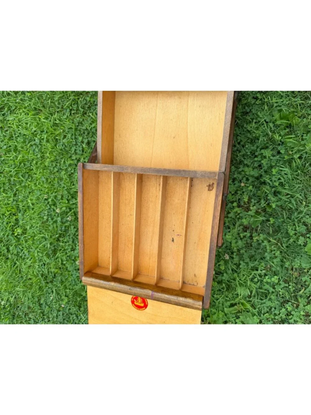 Vintage Stommen Bruk Hamar Norway Wooden Accordion Sewing Box MCM
